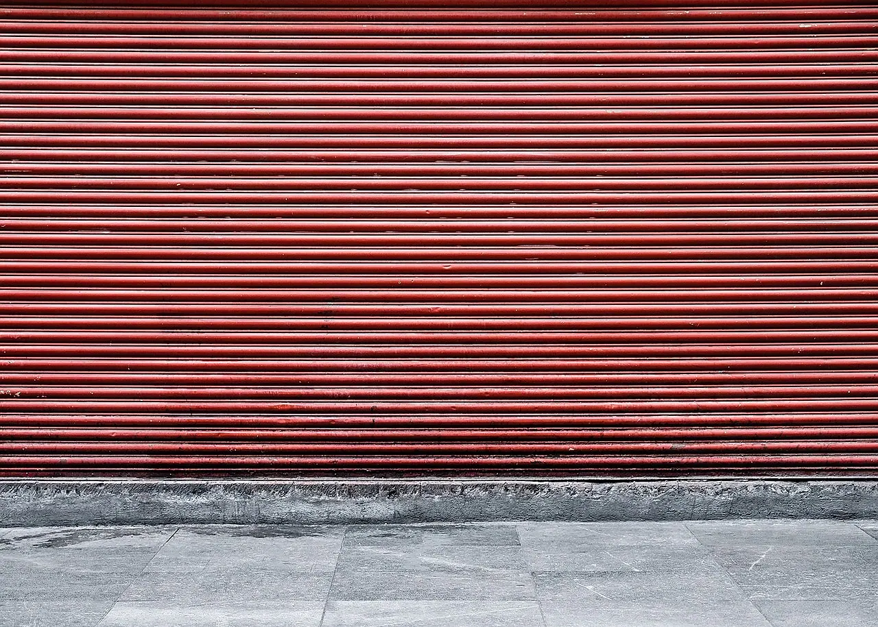 steel, floor, street, red, closed, day, shop, pedestrian, outside
