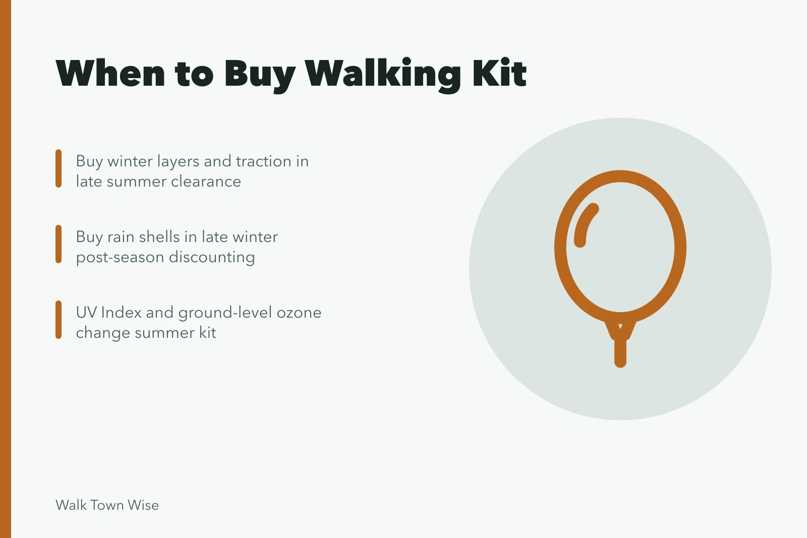 Calendar showing seasonal timing for buying walking gear through the year. When to buy each part of your walking kit through the year