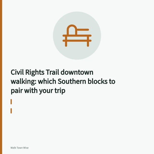 Wide brick sidewalk with curb ramps past Civil Rights District blocks in Birmingham. Civil Rights Trail downtown walking: which Southern blocks to pair with your trip
