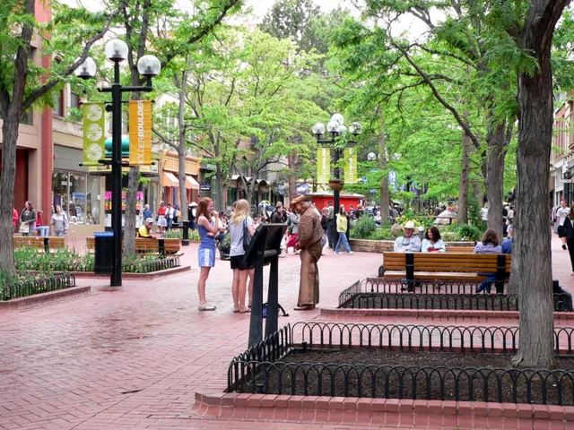 Pearl Street Mall in downtown Boulder, Colorado in 2009. Boulder's Pearl Street Mall is not a parklet