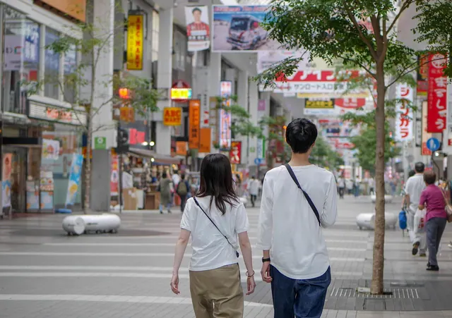 couple, street, city, man, woman, walking, urban, town, kumamoto, japan, couple, walking, japan, japan, japan, japan, japan