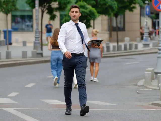 man, walking, pedestrian, city, outdoors, street, lifestyle