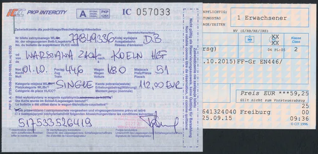 Receipt for using a PKP sleeping car on EuroNight "Jan Kiepura". 4 details of walking weekend costs people miss