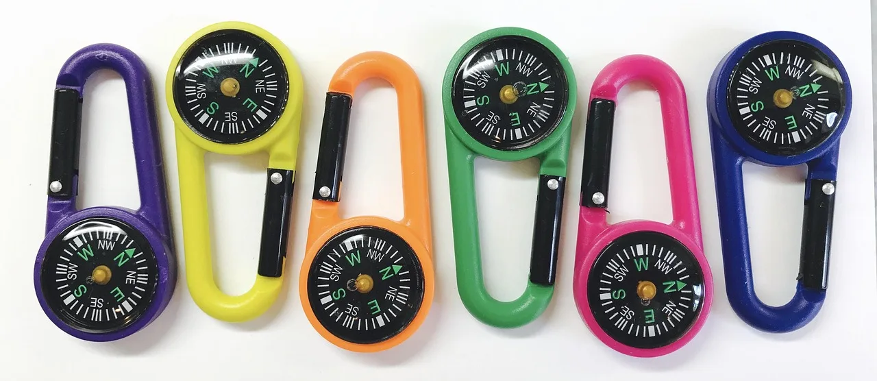 carabiner, compass, colorful, hiking, equipment, backpack, survival, climbing, outdoor, camp, gear, camping, travel, adventure, rainbow, purple, yellow, orange, green, pink, navy, scout, recreation, journey, wilderness, tent. What to pack when the walking weekend budget is fixed: the parts worth your time